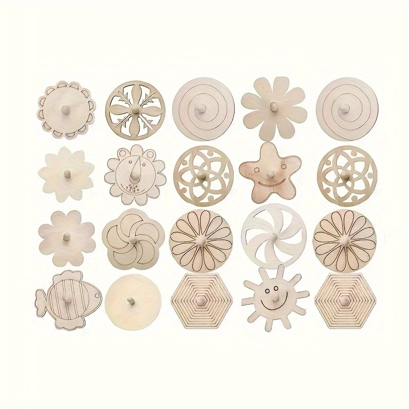 Art Craft Ideas For Kids - 16pcs Wooden Spinning Top Craft Kit