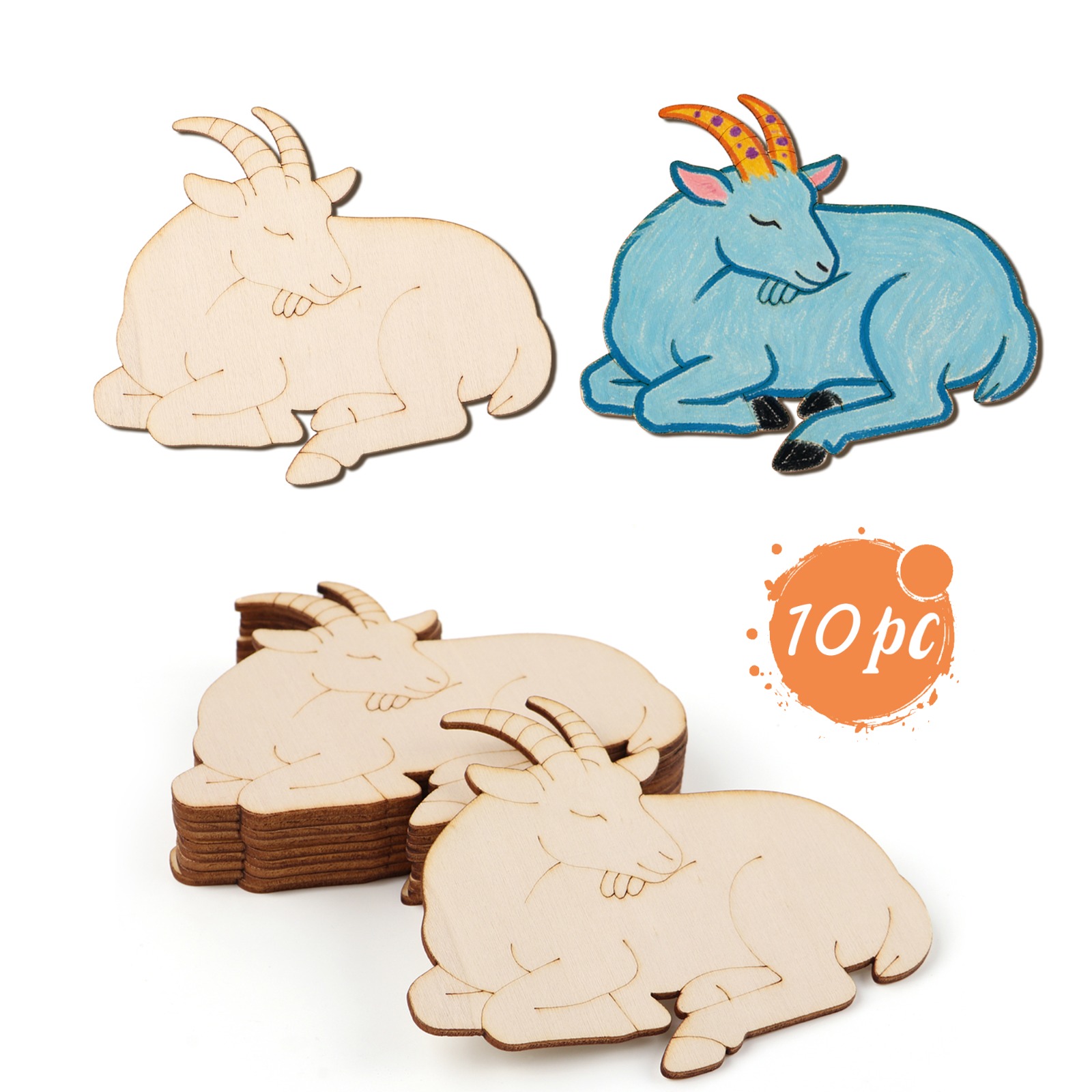 Art Craft & Architecture - 10pcs/set Unfinished Wood Sheep Animal Ornaments