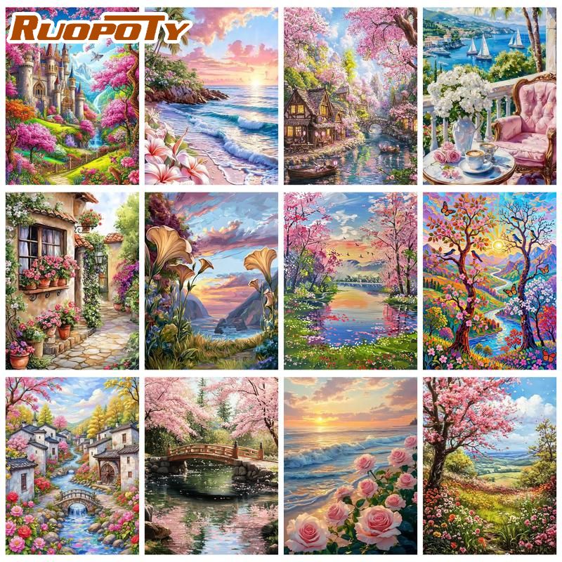 RUOPOTY Sunset Beach Paint By  - огляд і ціна Art Craft Ideas For Adults