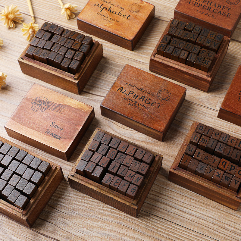 28Pcs/Box Alphabet Stamps Vint - огляд і ціна Box Art And Craft