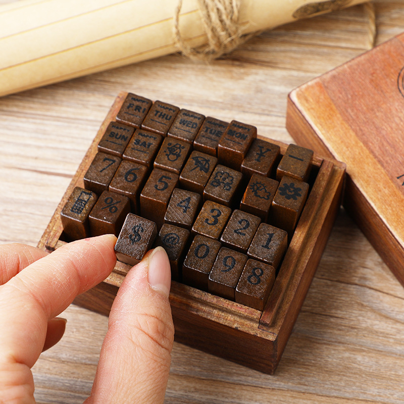 28Pcs/Box Alphabet Stamps Vint - огляд і ціна Box Art And Craft