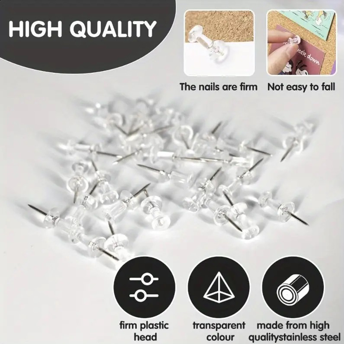 100/200/500/1000pcs Push Pins  - огляд і ціна Box Art And Craft